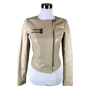 Naisten Selected - Nahkatakki, koko 34 - Beige (1)