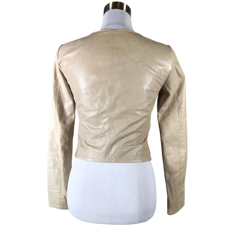Naisten Selected - Nahkatakki, koko 34 - Beige (2)