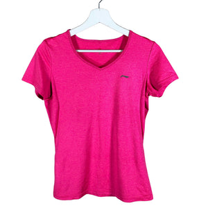 Naisten Li-ning - Urheilupaita, lyhyet hihat, koko 36 - Pinkki (1)