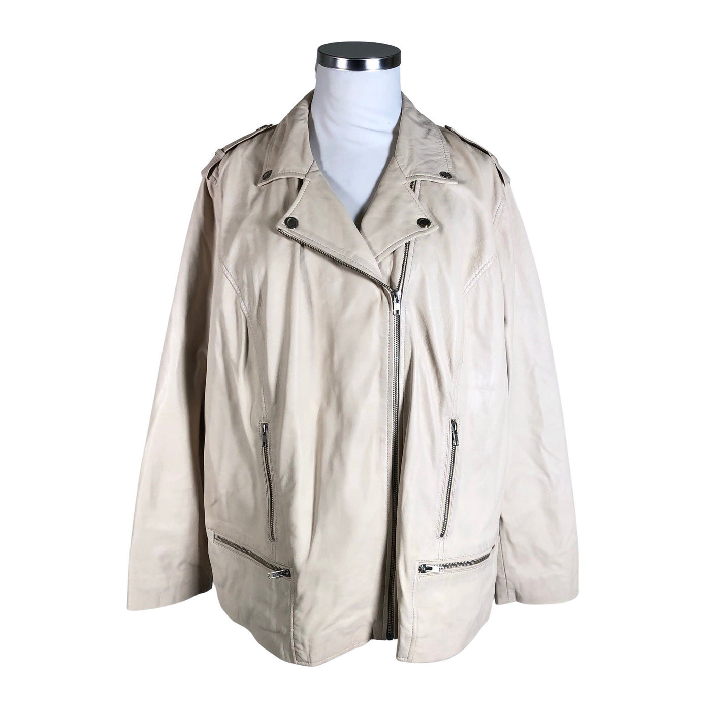 Naisten Sara Lindholm - Nahkatakki, koko 56 - Beige (1)
