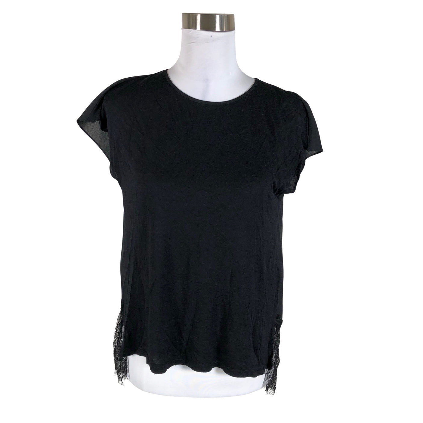 Naisten Massimo Dutti - Lyhythihainen pusero, koko 36 - Musta (1)