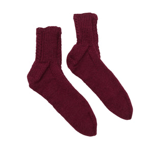 Tyttöjen Handmade - Villasukat, koko 36 - Viininpunainen (1)