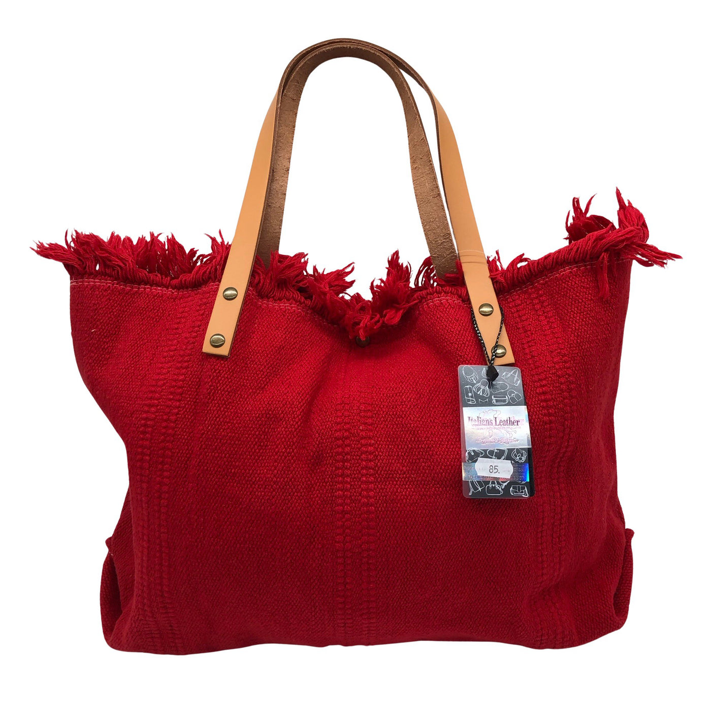 Naisten Italian's Leather - Käsilaukku, koko Maxi - Punainen (1)