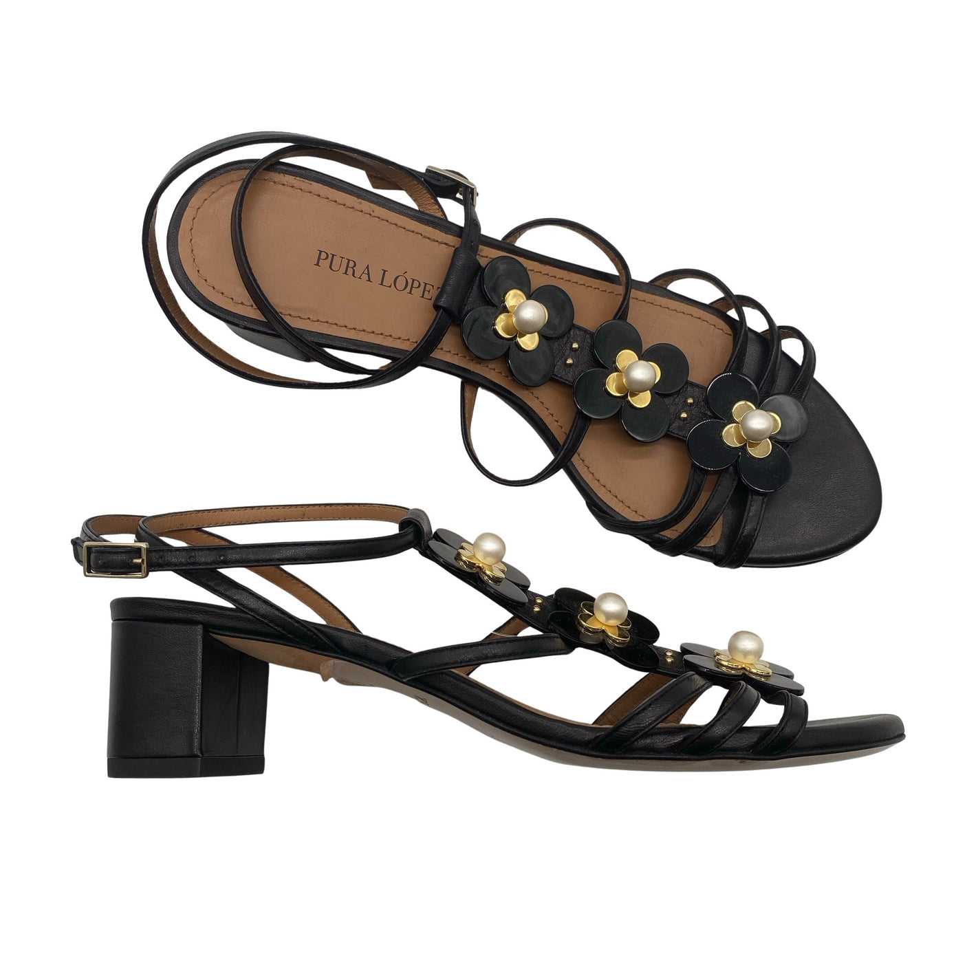 Naisten Pura López - Korolliset sandaalit, koko 38 - Musta (1)