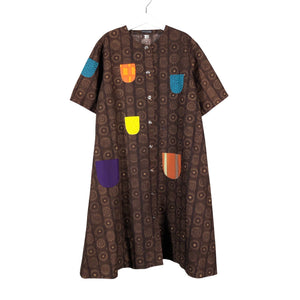 Tyttöjen Marimekko - Kangasmekko, koko 146 - 152 - Ruskea (1)