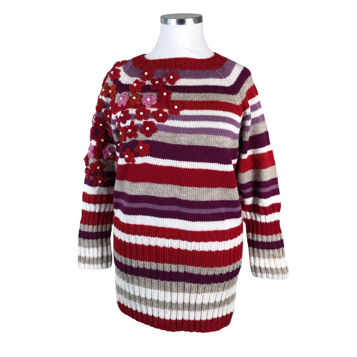 Naisten Handmade - Neuletunika, koko 42 - Punainen (1)