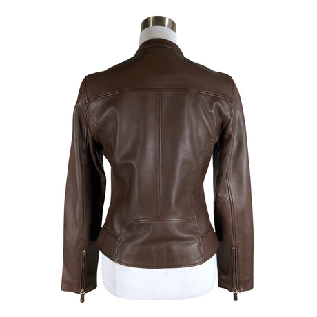 Naisten Massimo Dutti - Nahkatakki, koko 38 - Ruskea (2)
