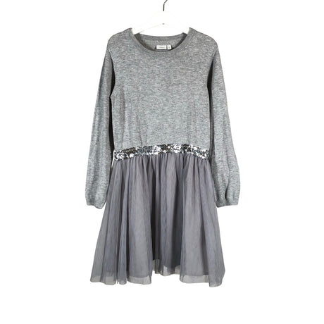 Tyttöjen Name It - Neulemekko, koko 128 - 134 - Harmaa ()
