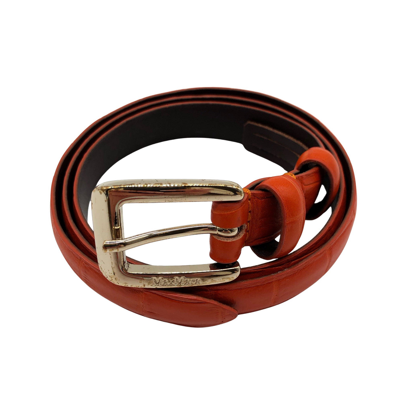 Naisten MaxMara - Nahkavyö, koko Ei kokoa - Oranssi (1)