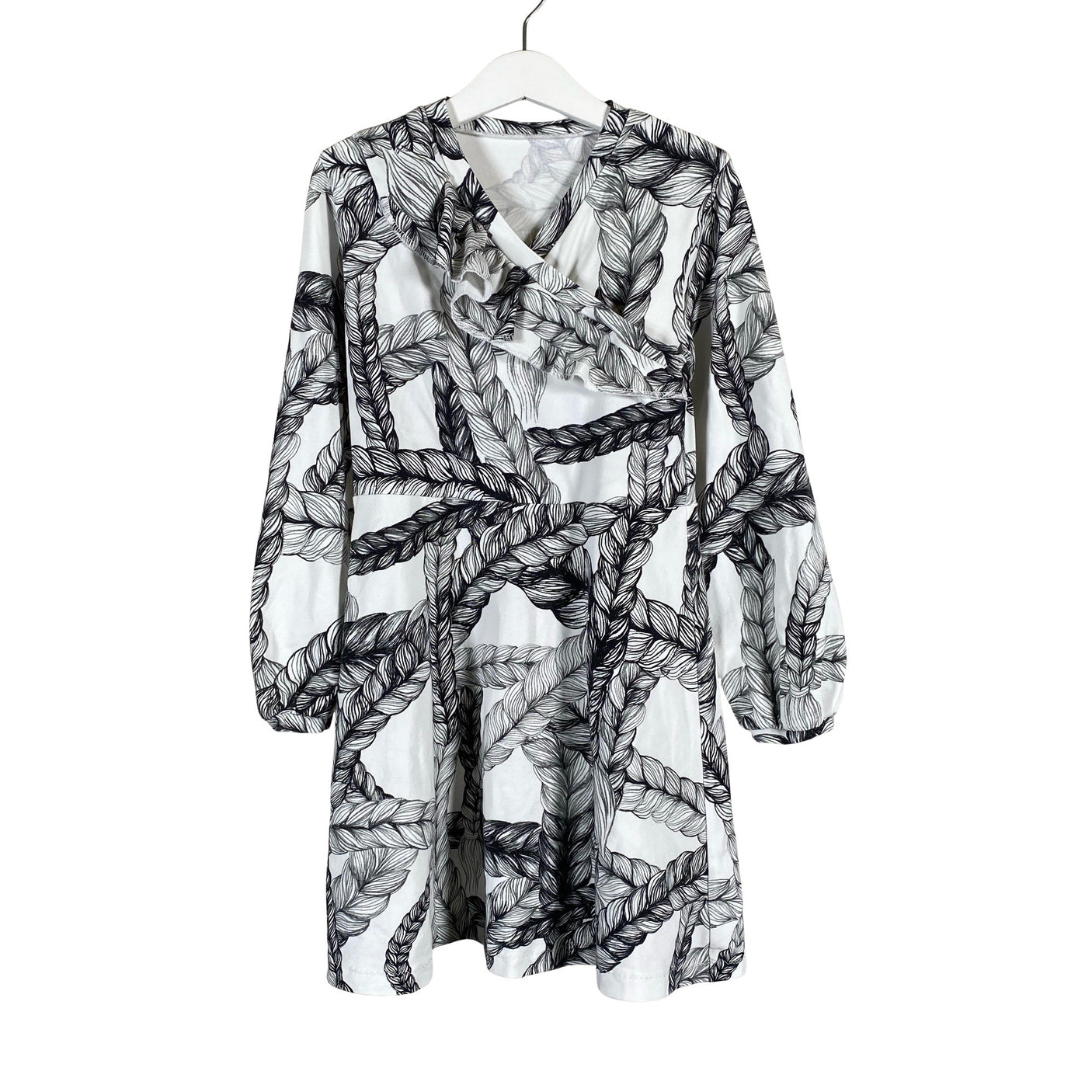 Tyttöjen Handmade - Trikoomekko, koko 122 - 128 - Valkoinen (1)