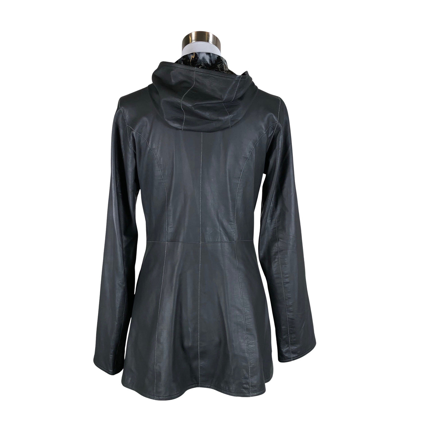 Naisten Handmade - Nahkatakki, koko 38 - Harmaa (2)