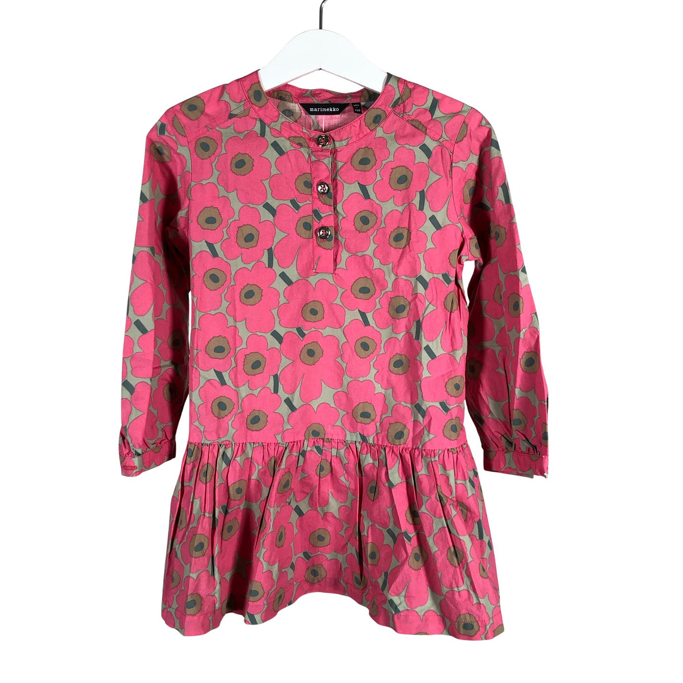Tyttöjen Marimekko - Kangasmekko, koko 104 - 110 - Harmaa (1)