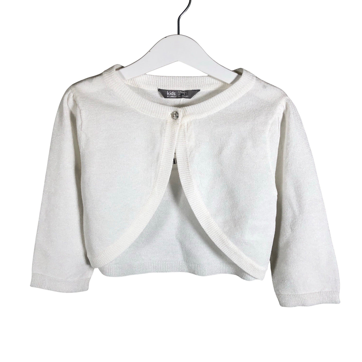 Tyttöjen Lindex - Neulebolero, koko 122 - 128 - Valkoinen (1)