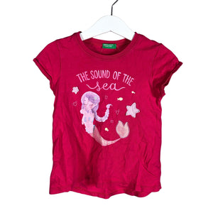 Tyttöjen Benetton - T-paita, koko 98 - 104 - Pinkki (1)