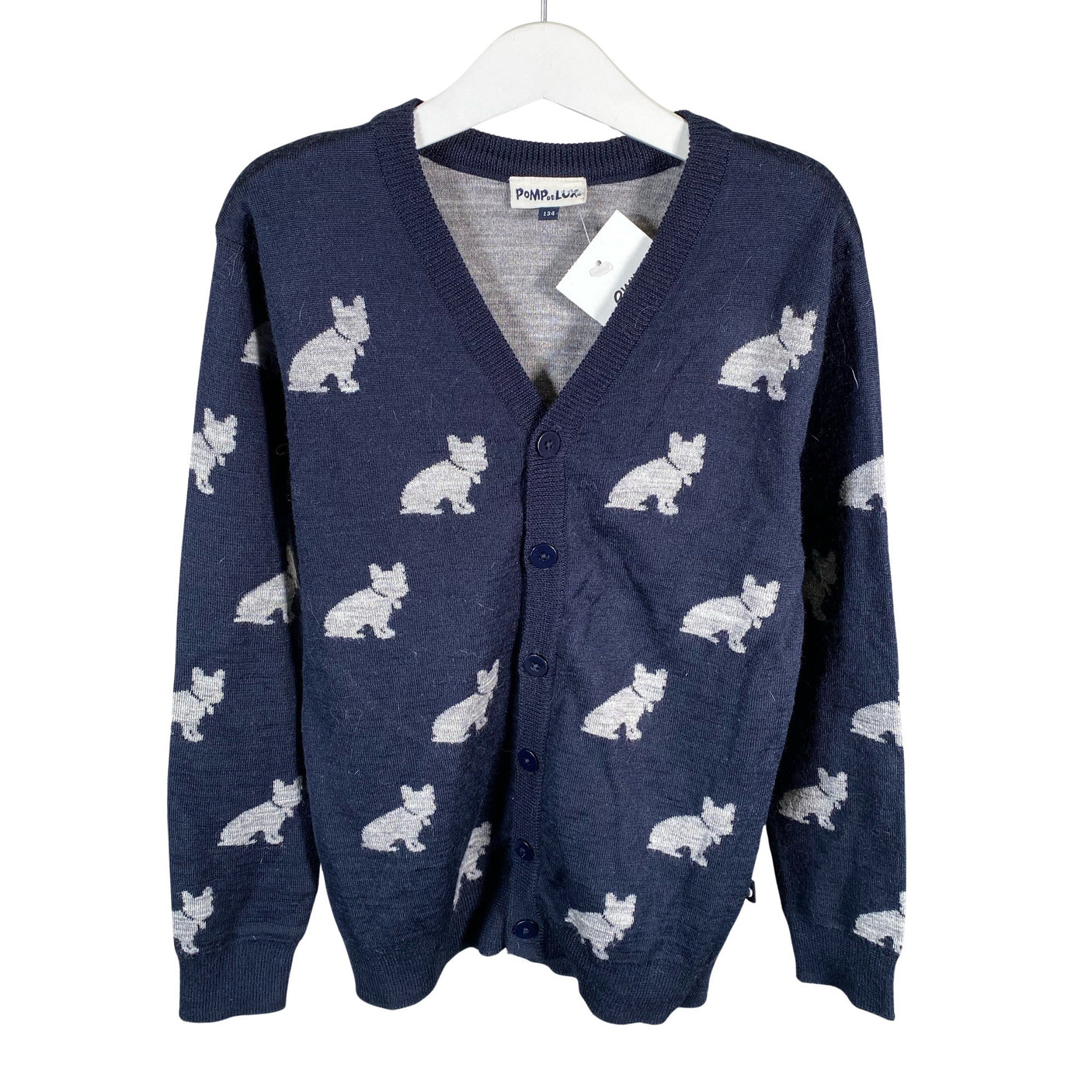 Unisex POMPdeLUX - Neuletakki, koko 128 - 134 - Sininen (1)