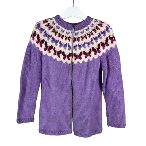 Tyttöjen Handmade - Neuletakki, koko 98 - 104 - Violetti (1)
