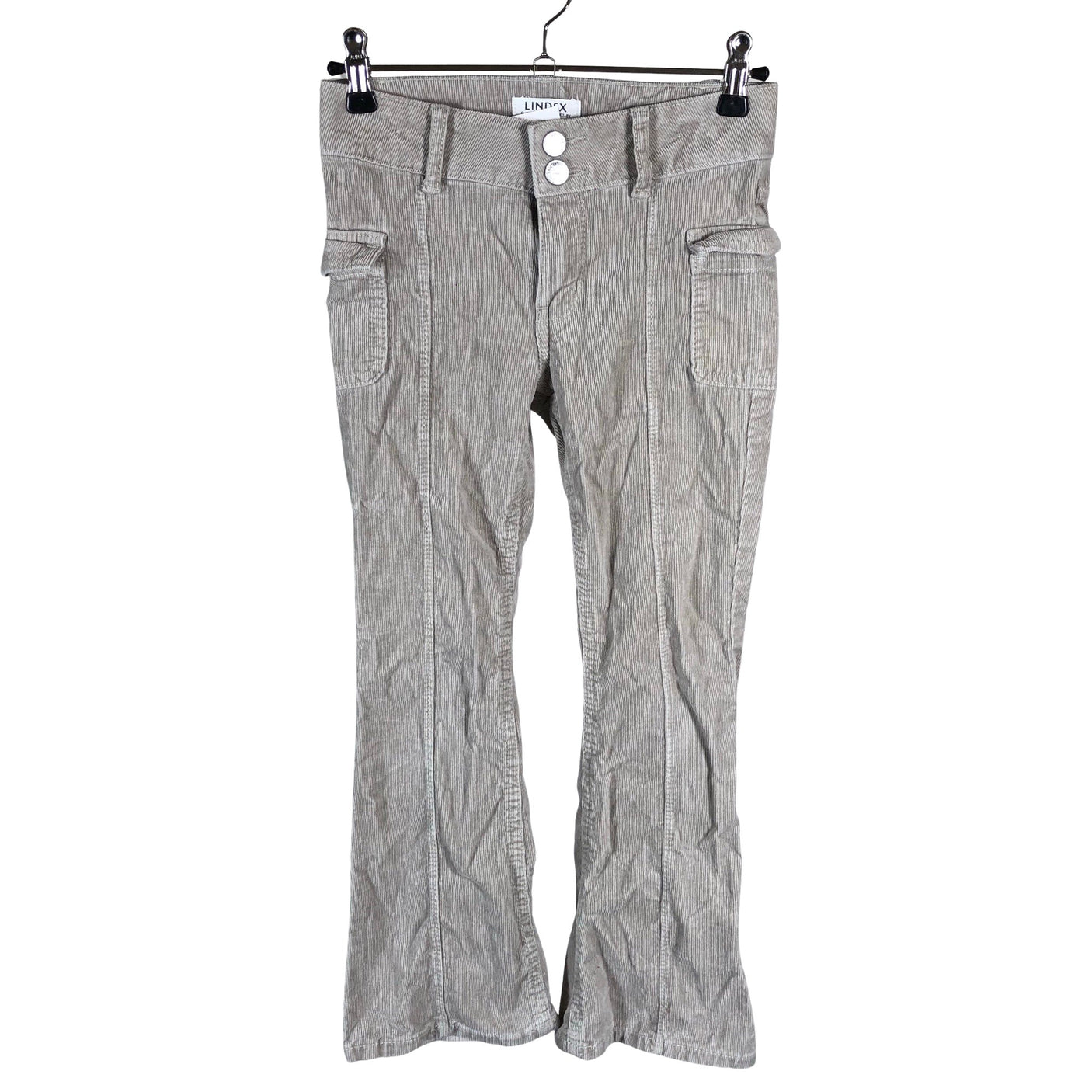 Tyttöjen Lindex - Samettihousut, koko 122 - 128 - Harmaa (1)