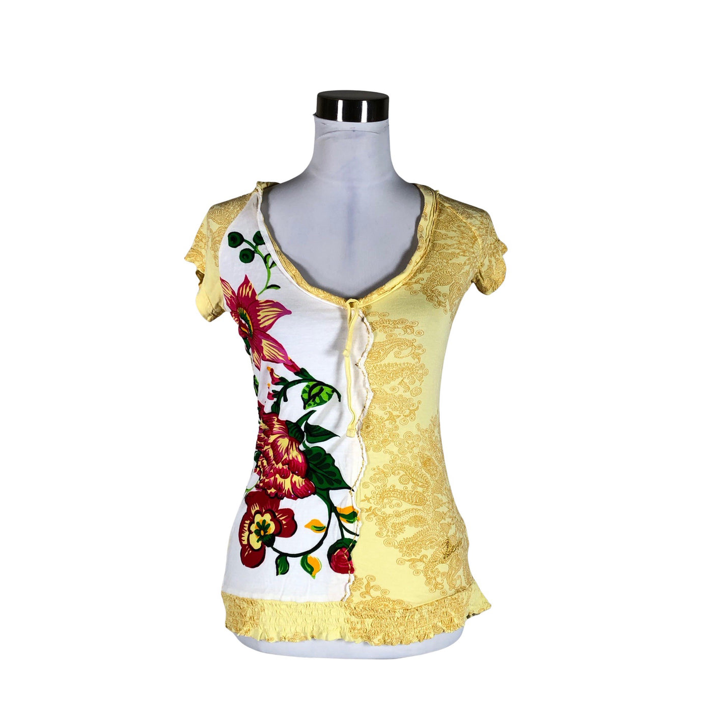 Naisten Desigual - T-paita, koko 36 - Keltainen (1)