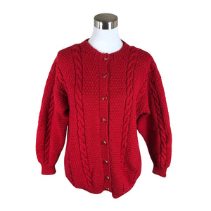 Naisten Handmade - Neuletakki, koko 38 - Punainen (1)