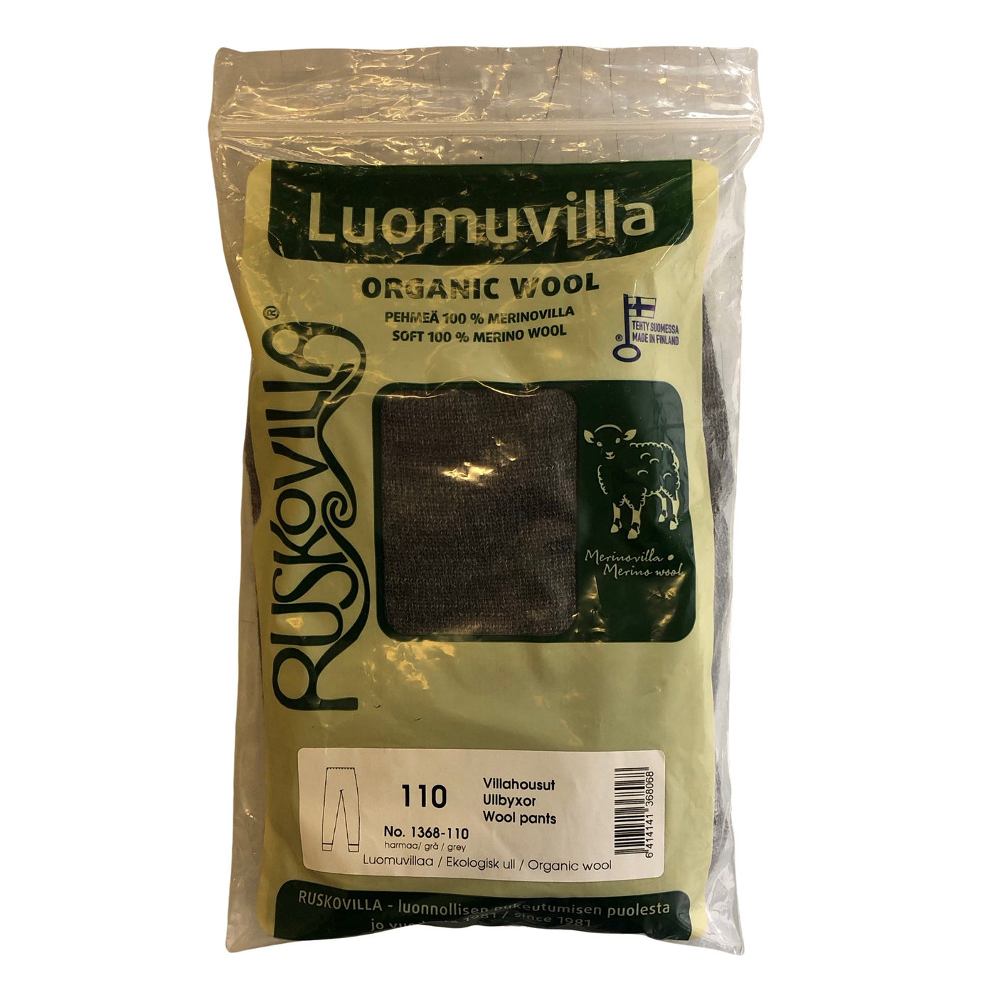 Unisex Ruskovilla - Villahousut, koko 104 - 110 - Harmaa (2)