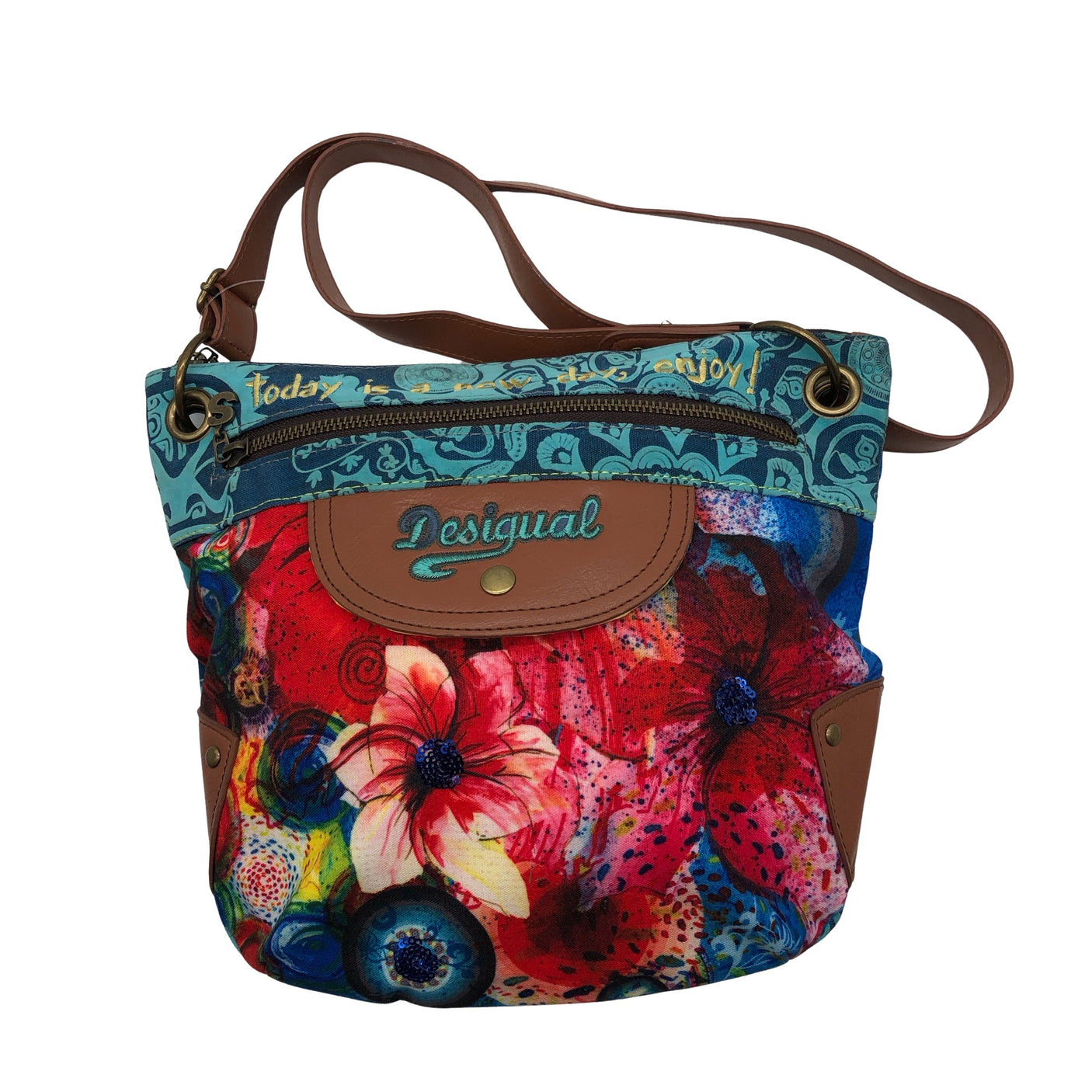 Naisten Desigual - Olkalaukku, koko Midi - Sininen (1)