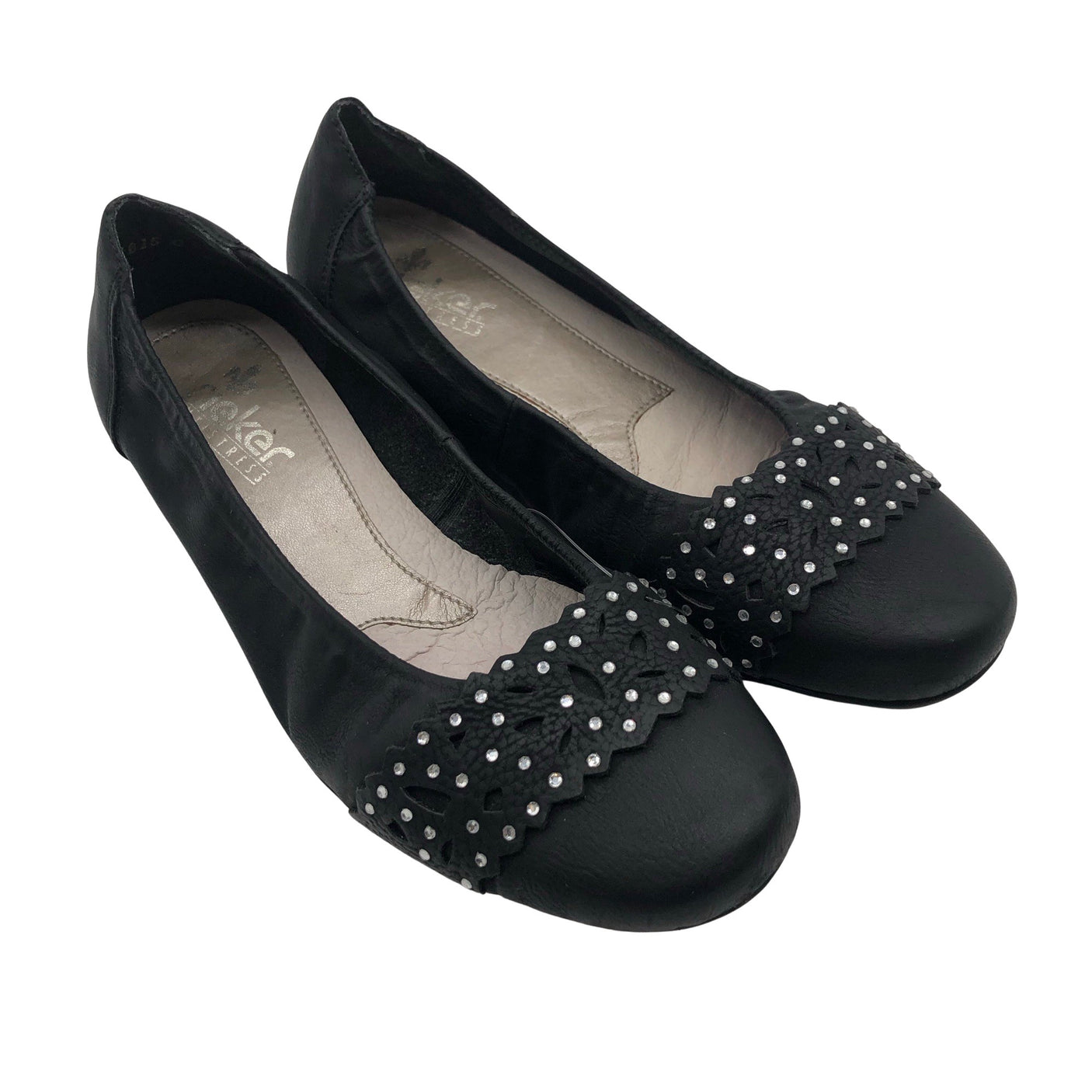 Naisten Rieker - Ballerinat, koko 37 - Musta (2)