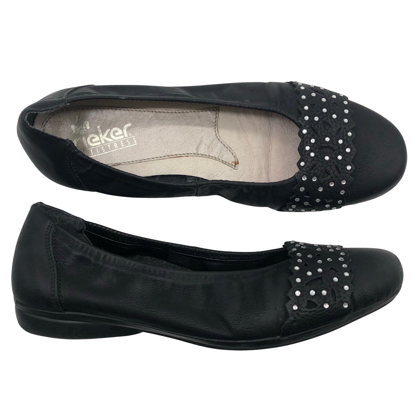 Naisten Rieker - Ballerinat, koko 37 - Musta (1)