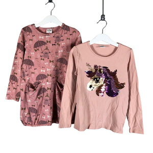 Tyttöjen Martinex - Trikoomekko, koko 116 - 122 - Vaaleanpunainen (1)