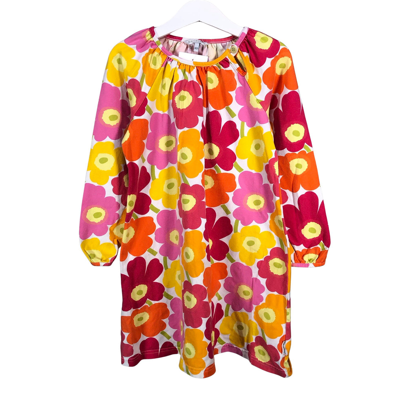 Tyttöjen Marimekko - Trikoomekko, koko 116 - 122 - Valkoinen (1)