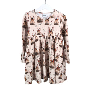 Tyttöjen Metsola - Trikoomekko, koko 110 - 116 - Beige (1)