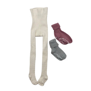 Unisex Lindex - Sukkahousut, paksut, koko 74 - 80 - Luonnonvalkoinen (1)