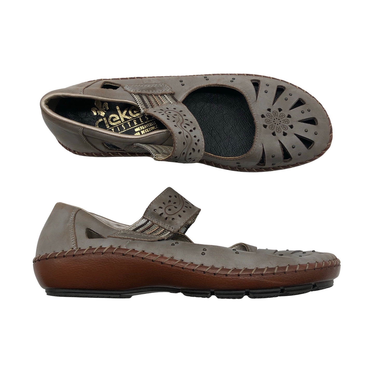 Naisten Rieker - Ballerinat, koko 37 - Harmaa (1)