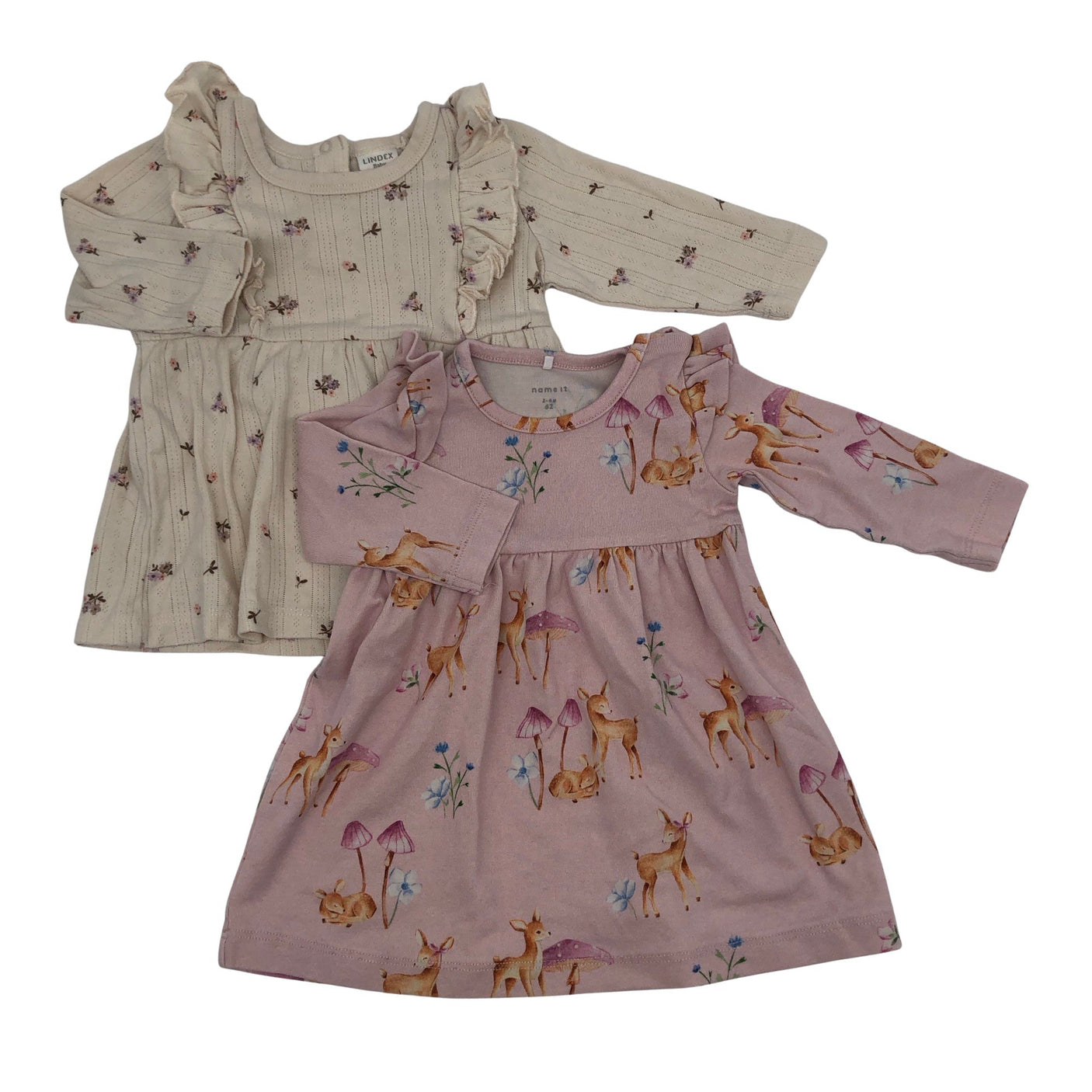 Tyttöjen Lindex - Trikoomekko, koko 56 - 62 - Beige (1)