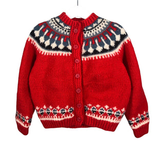 Unisex Handmade - Neuletakki, koko 110 - 116 - Punainen (1)