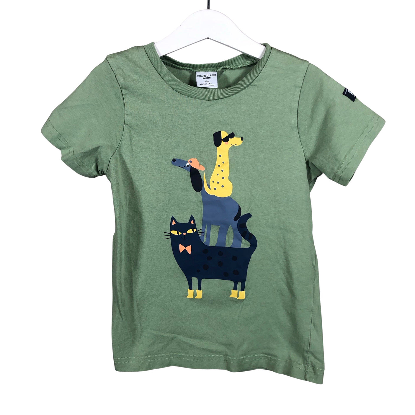Unisex Polarn O. Pyret - T-paita, koko 110 - 116 - Vihreä (1)