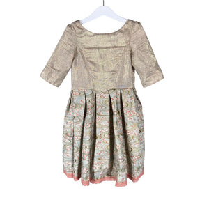 Tyttöjen Handmade - Kangasmekko, koko 104 - 110 - Beige (1)