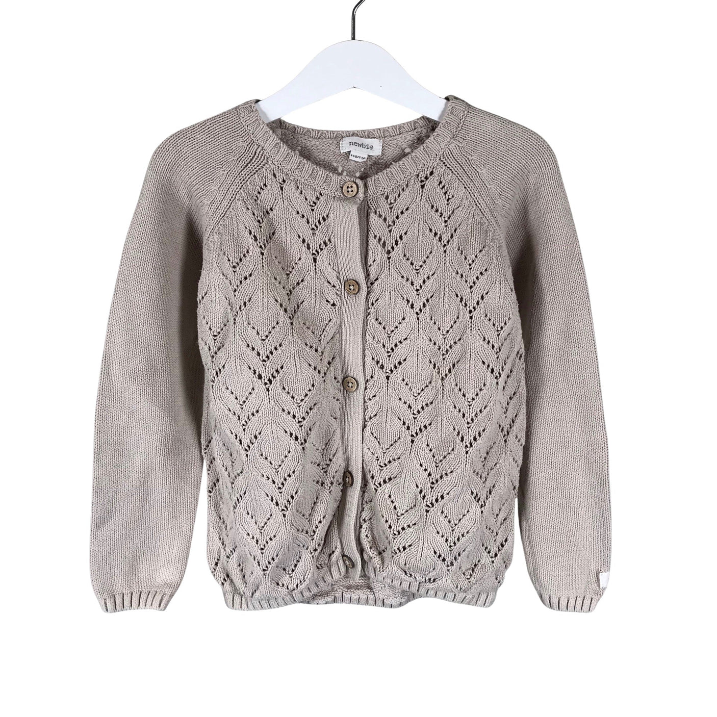 Tyttöjen Newbie - Neuletakki, koko 110 - 116 - Beige (1)