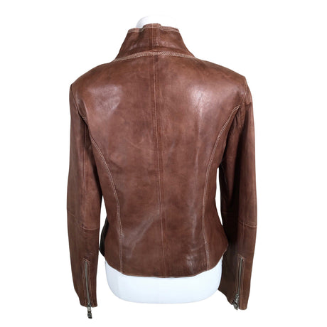 Naisten Zipcode - Nahkatakki, koko 40 - Ruskea (2)