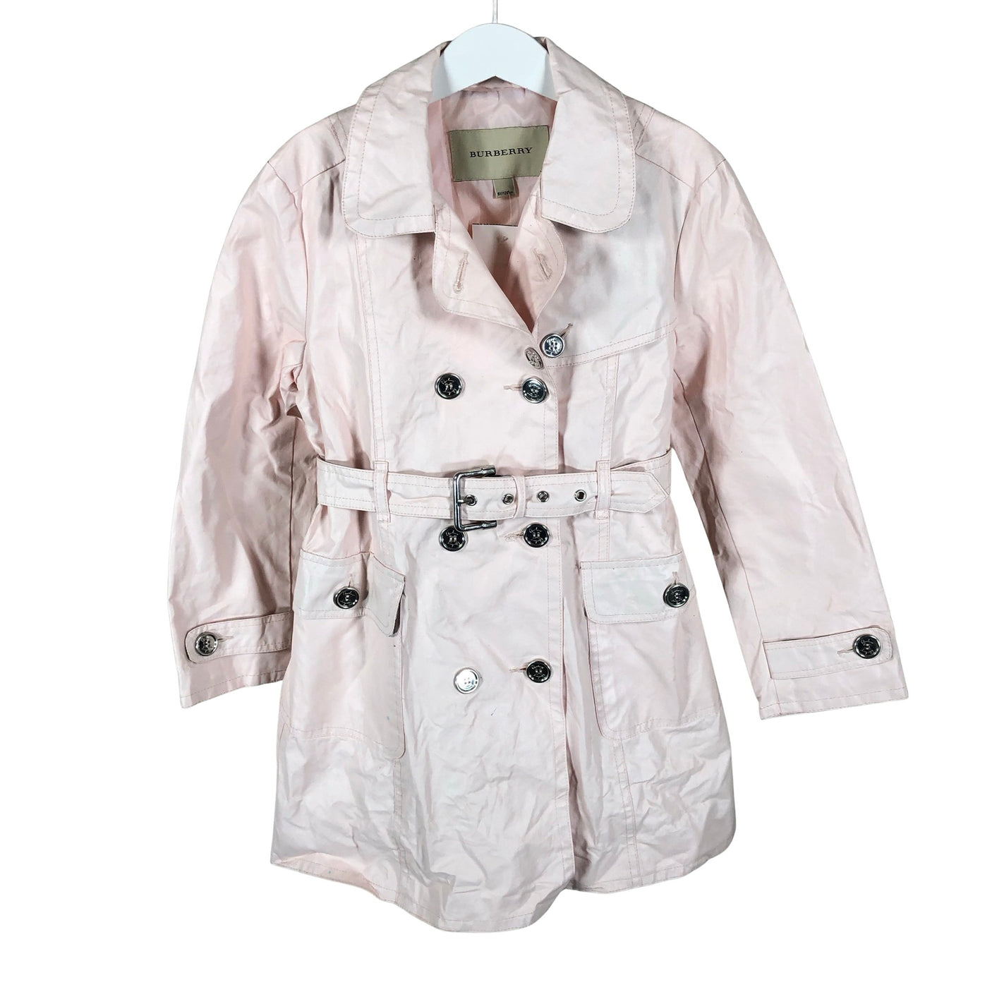 Tyttöjen Burberry - Trenssitakki, koko 122 - 128 - Vaaleanpunainen (1)