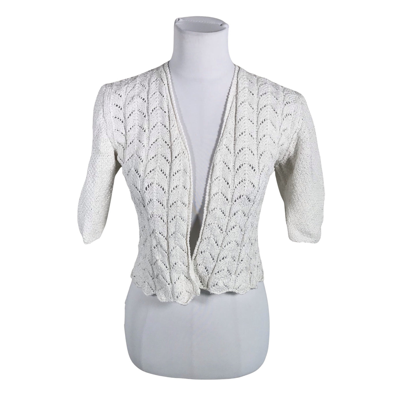 Naisten Handmade - Neuletakki, koko 38 - Valkoinen (1)