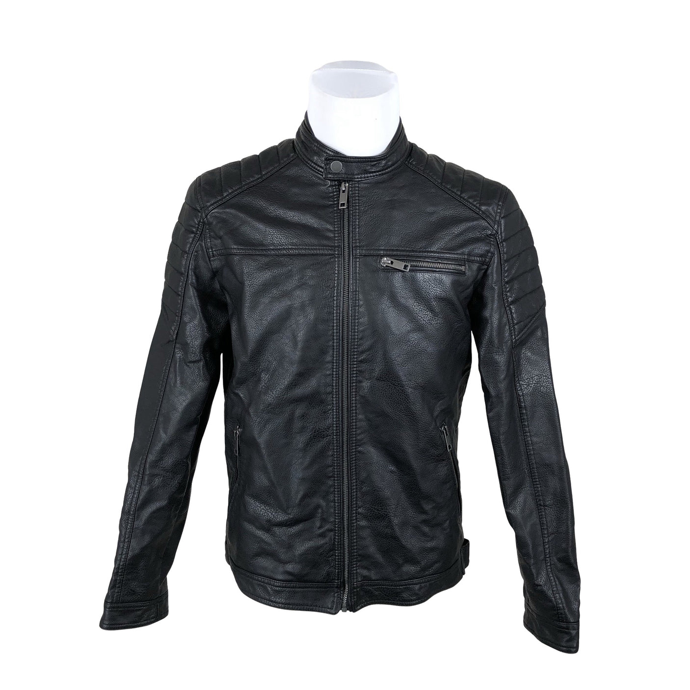 Miesten Jack & Jones - Nahkatakki, koko L - Musta (1)