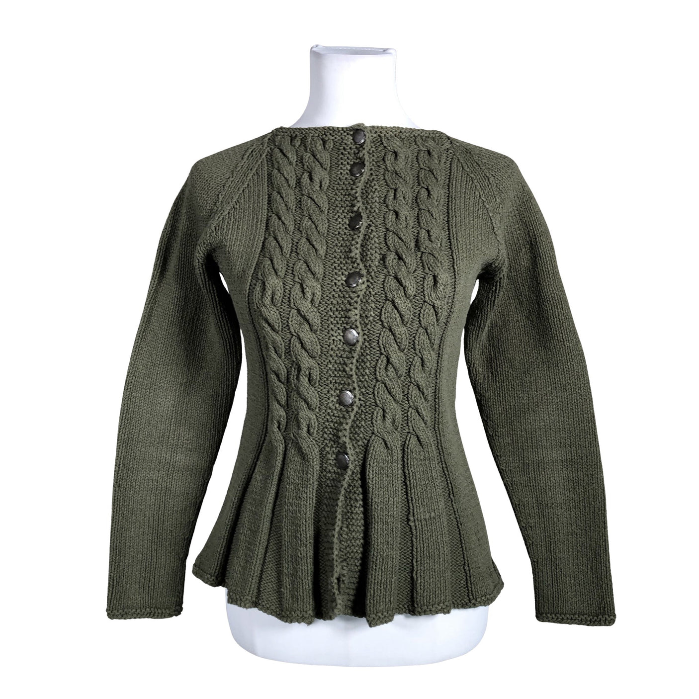 Naisten Handmade - Neuletakki, koko 32 - Vihreä (1)