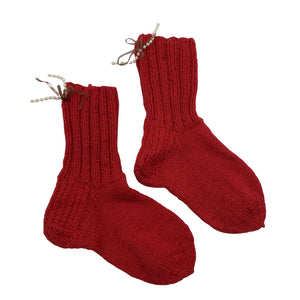Tyttöjen Handmade - Villasukat, koko 37 - Punainen (1)