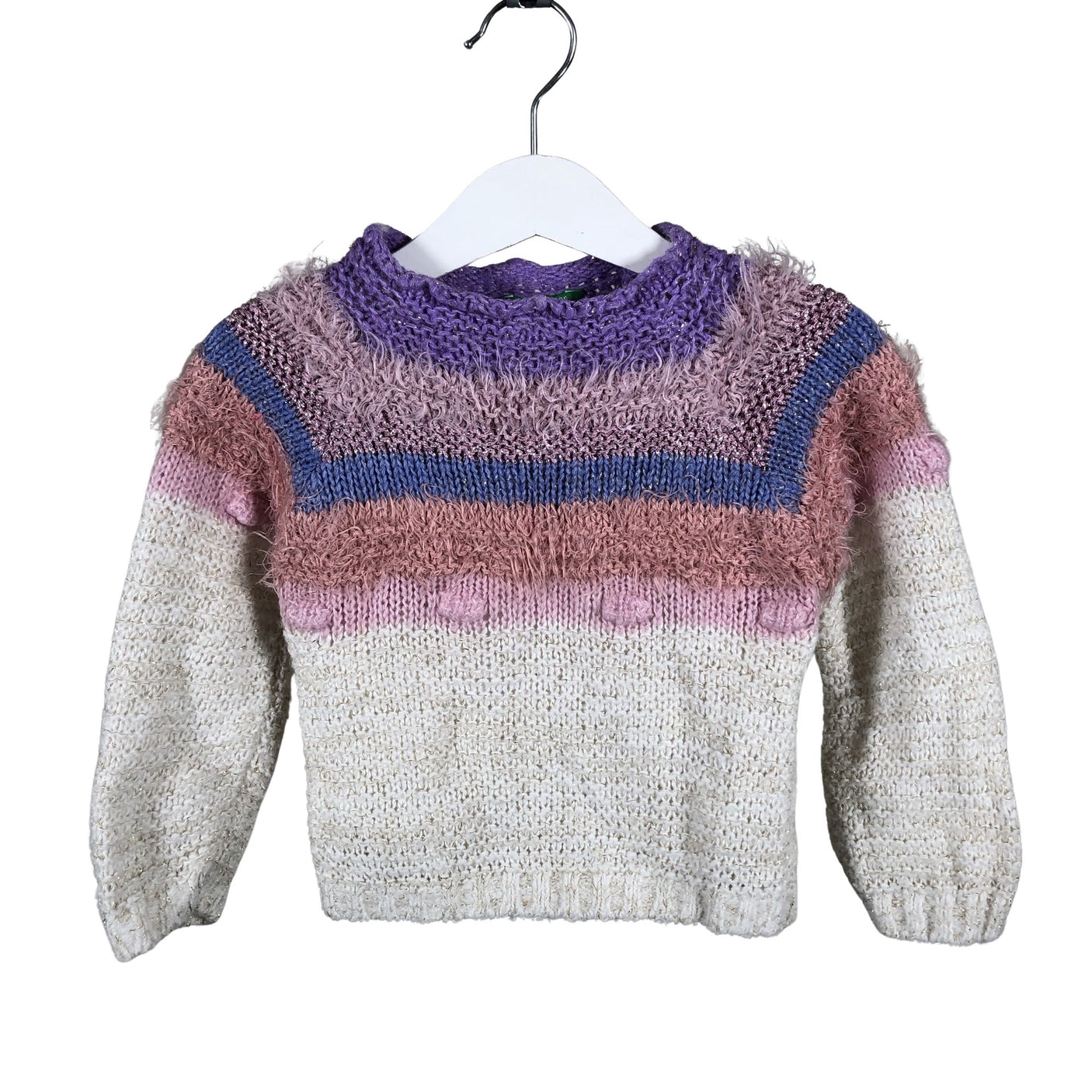 Tyttöjen Benetton - Neulepaita, koko 80 - 86 - Valkoinen (1)