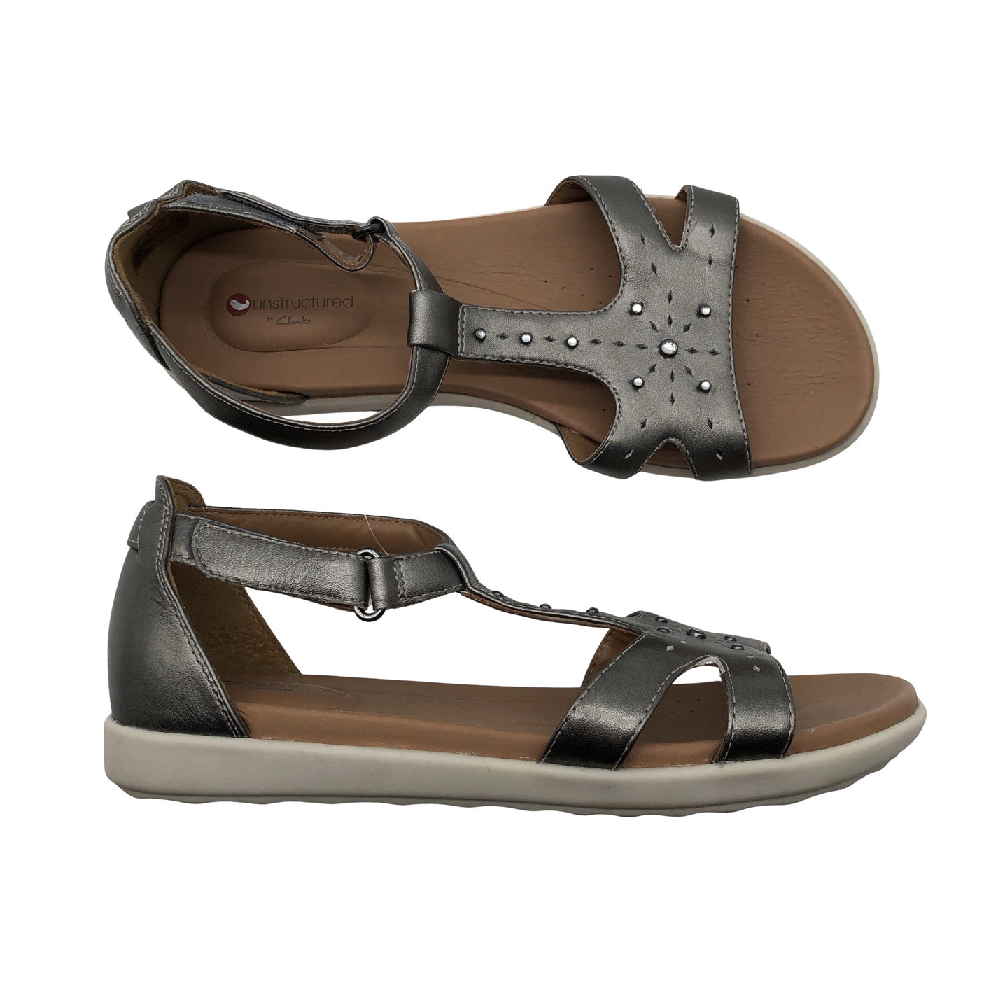 Naisten Clarks - Sandaalit, koko 37 - Hopea (1)