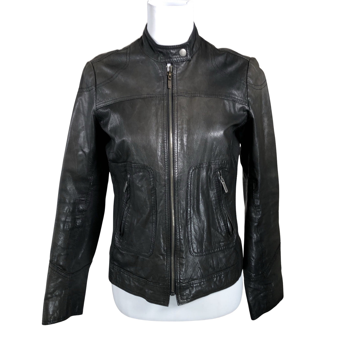 Naisten Esprit - Nahkatakki, koko 36 - Musta (1)