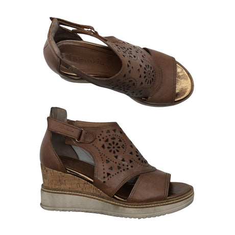 Naisten Tamaris - Kiilakorkosandaalit, koko 37 - Ruskea (2)