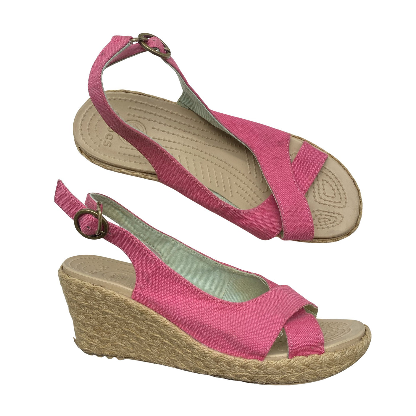 Naisten Crocs - Kiilakorkosandaalit, koko 40 - Pinkki (1)