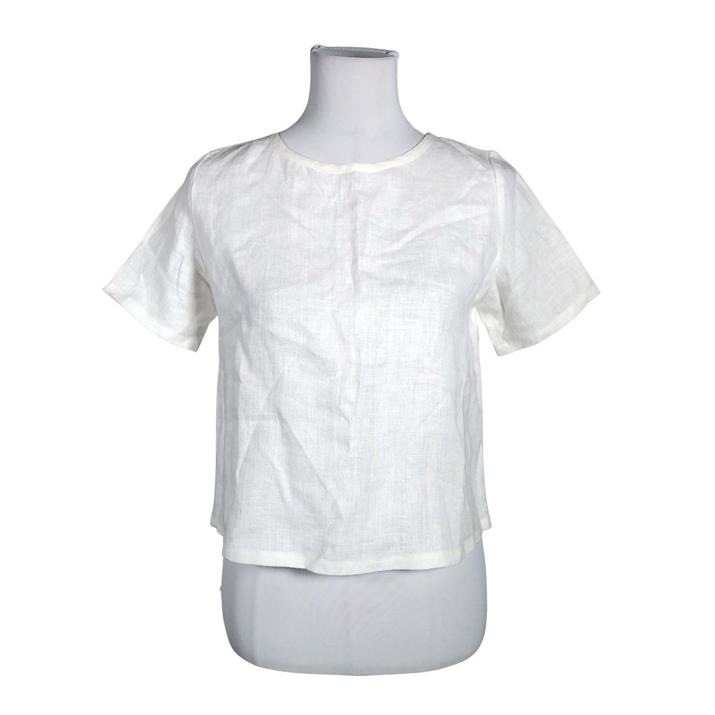 Naisten Linen Handmade Studio - Lyhythihainen pusero, koko 36 - Valkoinen (1)