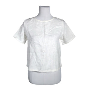 Naisten Linen Handmade Studio - Lyhythihainen pusero, koko 36 - Valkoinen (1)